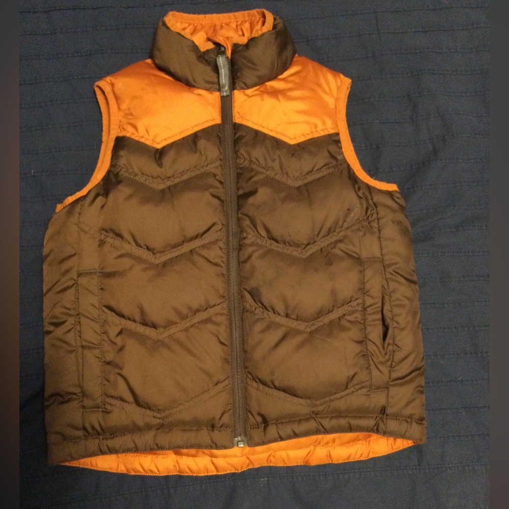 REI Kids 8-10 Orange and Brown Puffer Vest